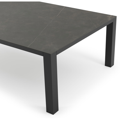 Nano tuintafel in zwart aluminium en volkeramiek calatorao - L 240 x B 148 x H 75 cm