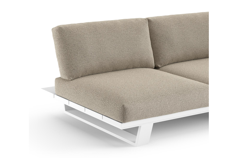Pagino loungebank in wit aluminium met catania beige all weather cosytica kussen