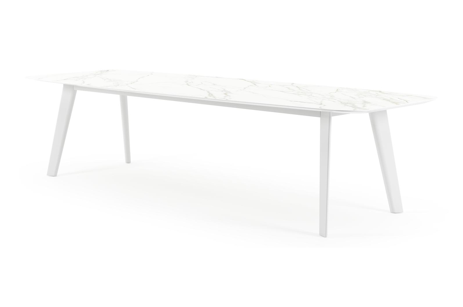 Lacrima tuintafel in wit aluminium en volkeramiek calacatta - L 315 x B 115 x H 74 cm