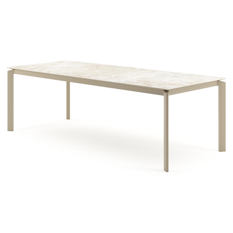 Table de jardin Cirello rectangulaire en aluminium beige et céramique pleine Rapolano - Lg. 240 x Lrg. 100 x Haut. 74.5 cm