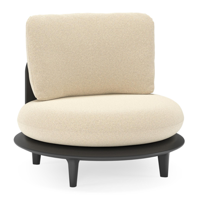 Bomero loungestoel in zwart aluminium met soul papyrus all weather solica kussen