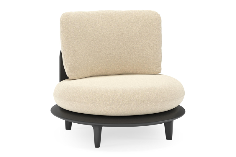 Bomero loungestoel in zwart aluminium met soul papyrus all weather solica kussen