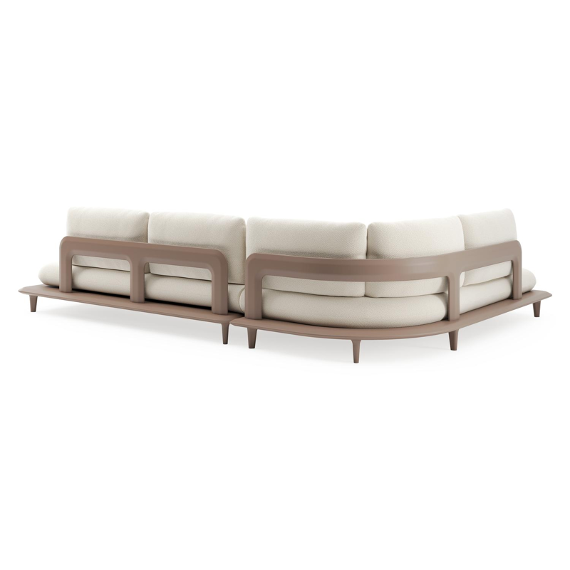 Bomero loungehoek in taupe aluminium met althea off white all weather cosytica kussen