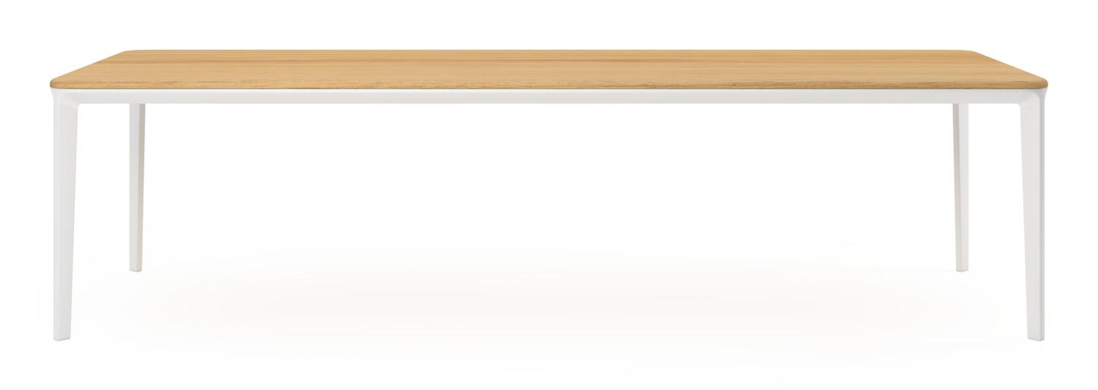 Urbino tuintafel rechthoekig afgerond in wit aluminium en teak -