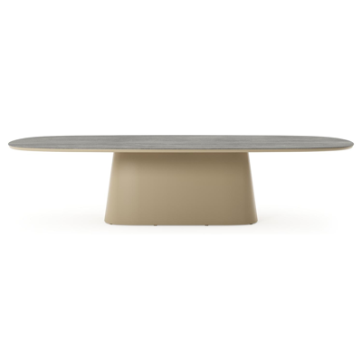 Amico tuintafel bombo xl in beige aluminium en volkeramiek Aspen Grey - L 320 x B 148 x H 73.5 cm