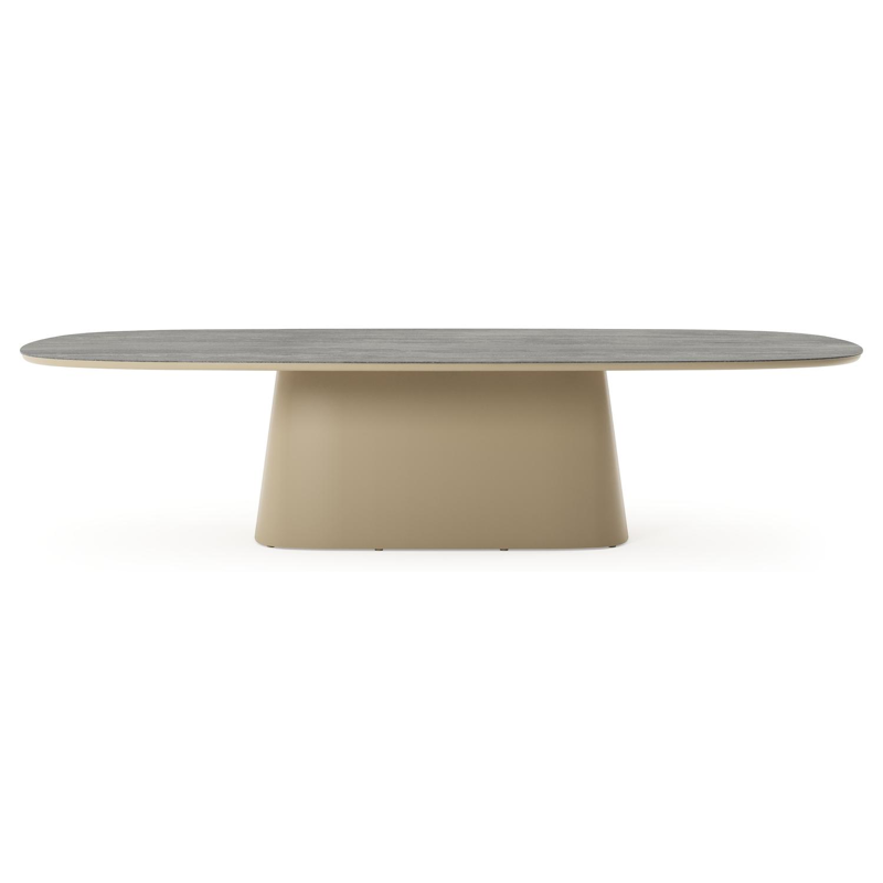 Amico tuintafel bombo xl in beige aluminium en volkeramiek Aspen Grey - L 320 x B 148 x H 73.5 cm