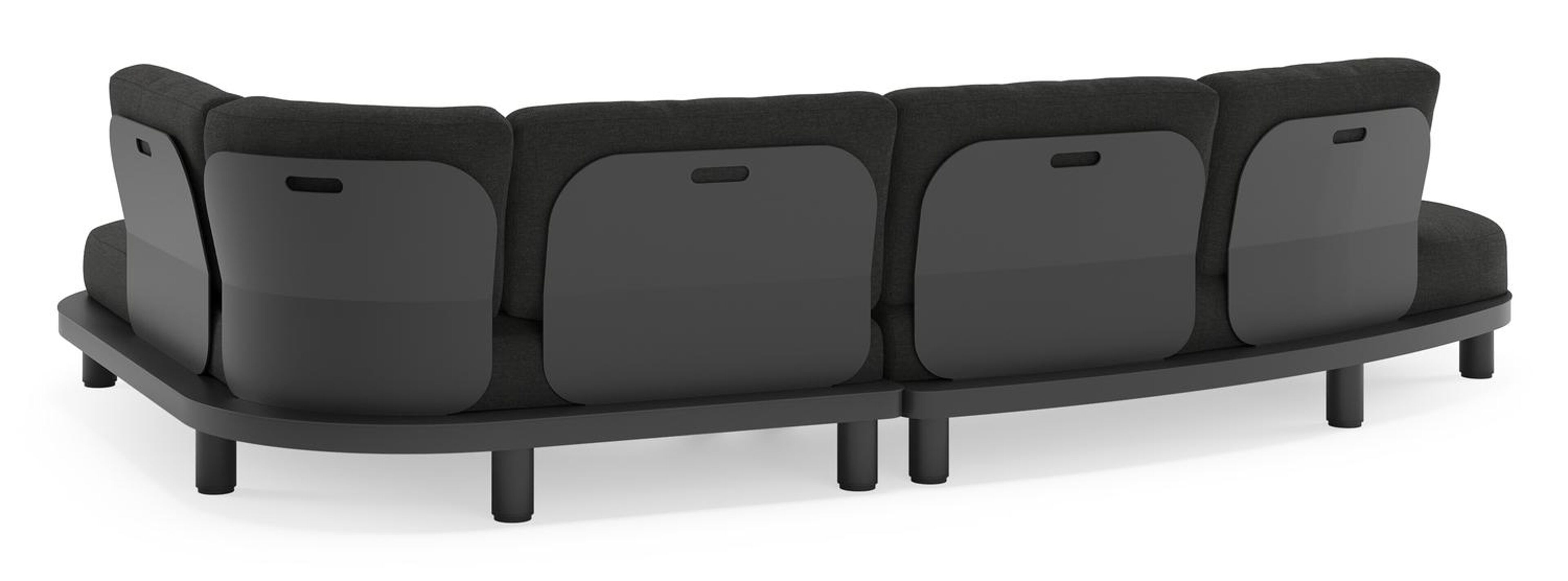 Salon de jardin d'angle Donato en aluminium noir et coussins en all weather sunbrella® luxe Chartres Sooty