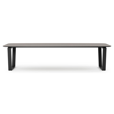 Pagino tuintafel bootvorm in zwart aluminium en volkeramiek wulong - L 315 x B 115 x H 73 cm