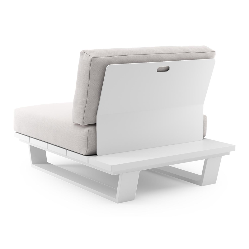 Pagino loungestoel in wit aluminium met savane whisper all weather sunbrella® luxe kussen