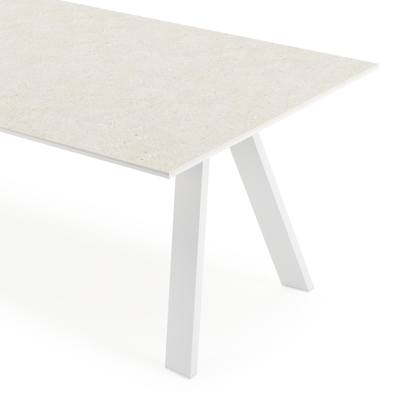 Cesano tuintafel in wit aluminium en volkeramiek shilin - L 240 x B 100 x H 75 cm