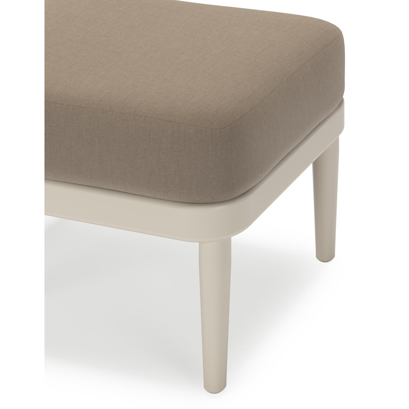 Orso poef in beige aluminium met Natte Heather Grey all weather sunbrella® luxe kussen