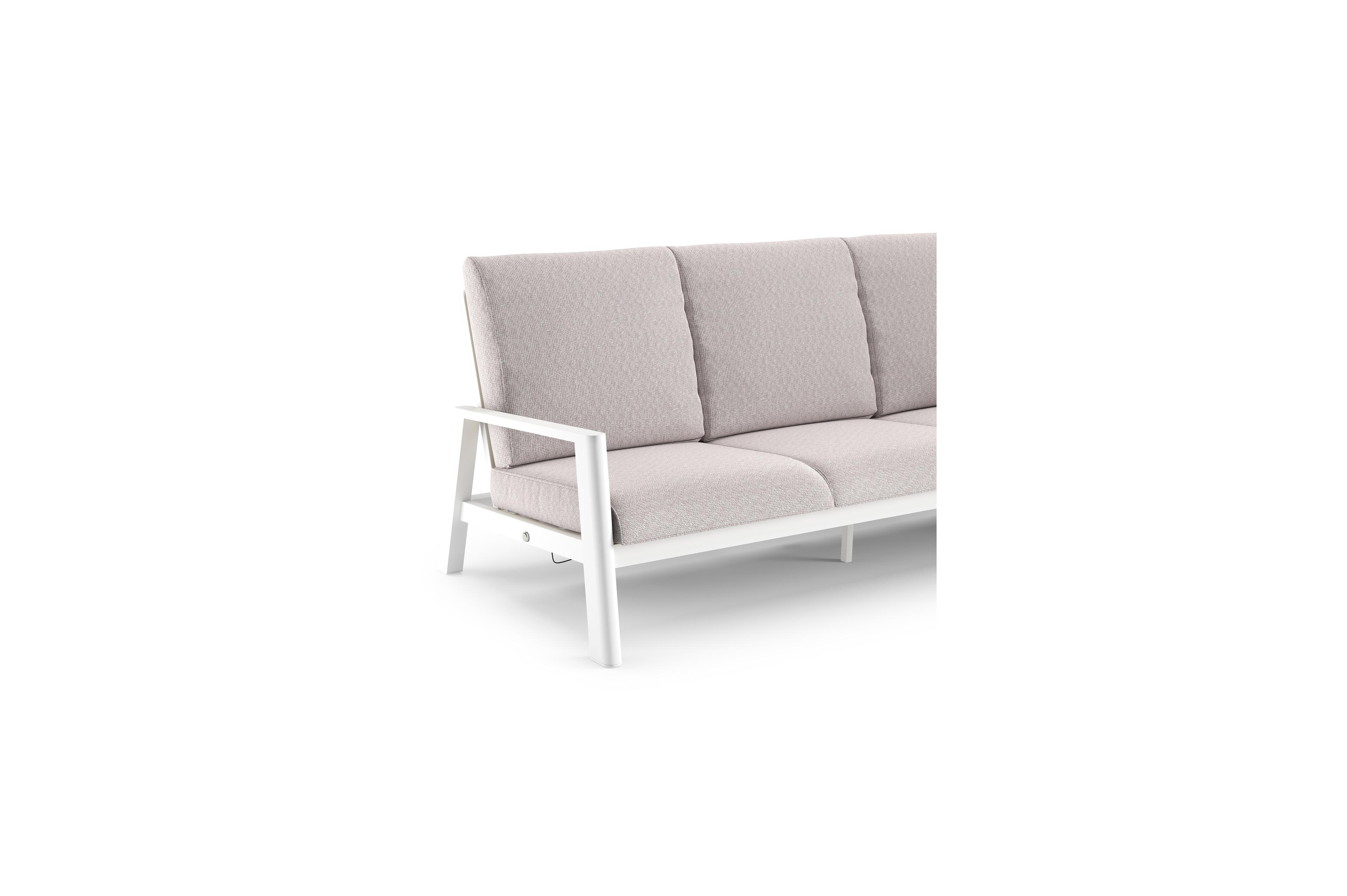 Cirello loungebank in wit aluminium met wander gobi all weather sunbrella® luxe kussen