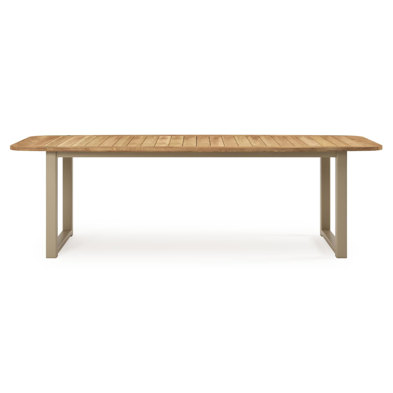 Livo tuintafel bootvorm in beige aluminium en teak - L 250 x B 110 x H 73 cm