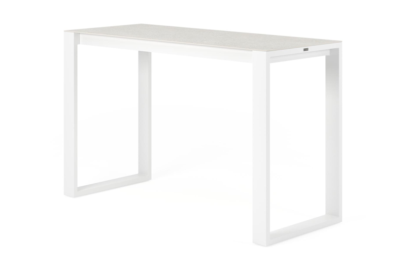 Verato tuintafel in wit aluminium en volkeramiek shilin - L 170 x B 70 x H 106 cm