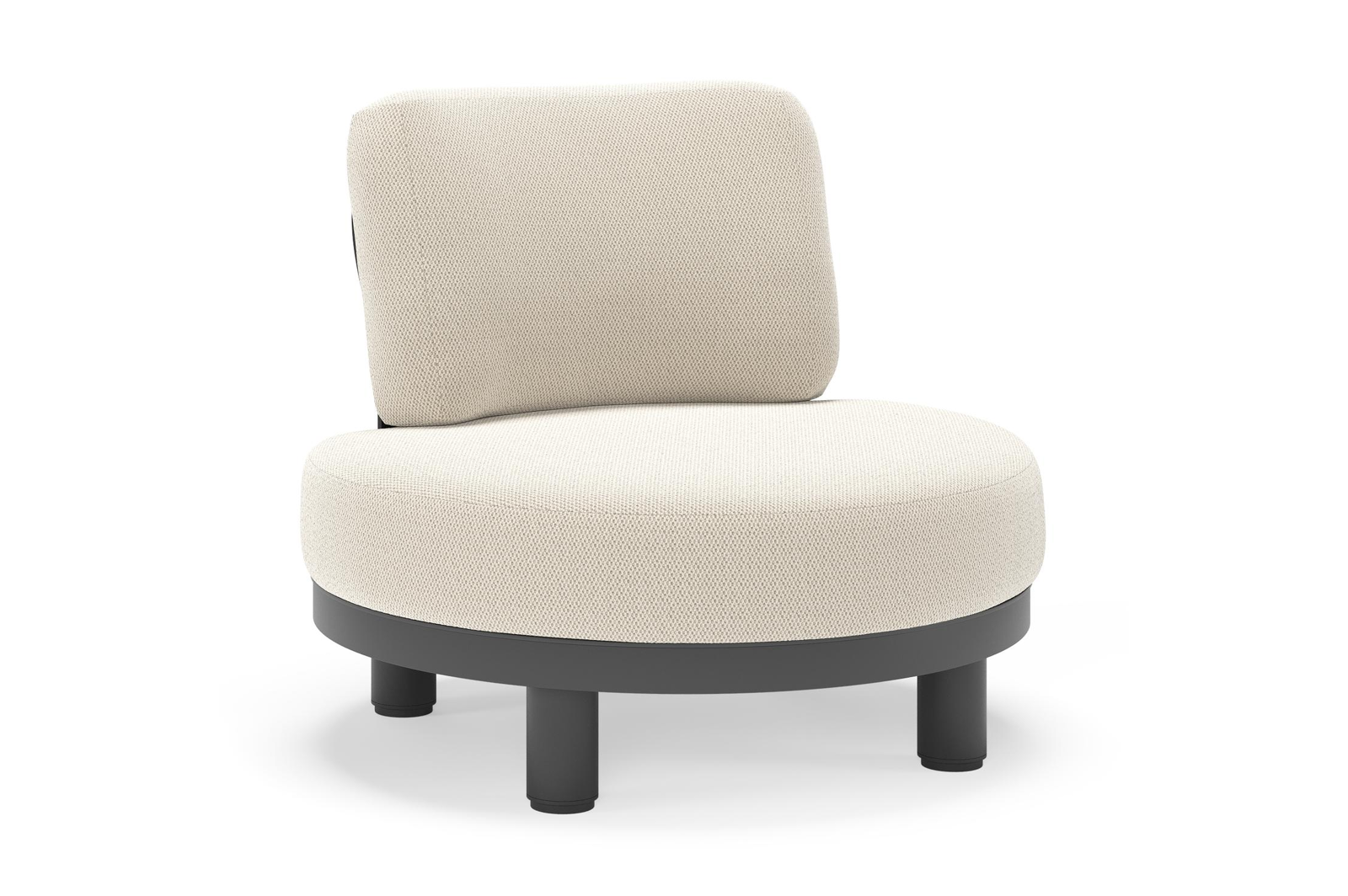 Donato loungestoel in zwart aluminium met all weather sunbrella® luxe Lopi Marble kussen