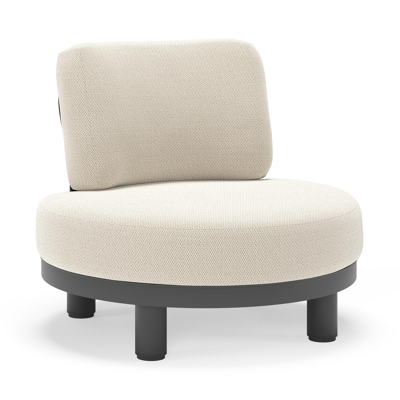 Fauteuil de jardin Donato en aluminium noir et coussins en all weather sunbrella® luxe Lopi Marble