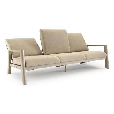 Canapé de jardin Cirello en aluminium beige et coussins en all weather cosytica althea camel