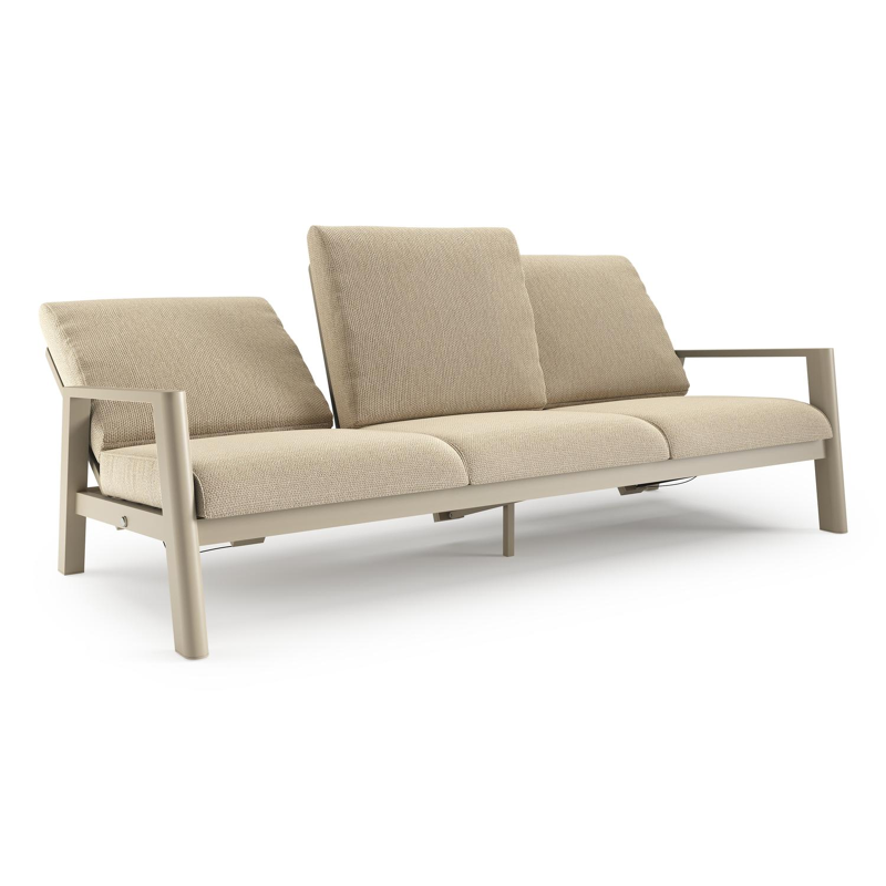 Cirello loungebank in beige aluminium met althea camel all weather cosytica kussen
