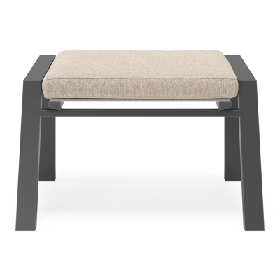 Pouf Prato en aluminium noir avec coussin en weather+ softtouch rustic