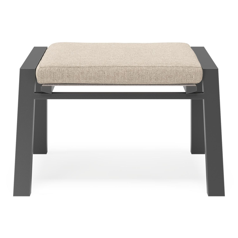 Prato poef in zwart aluminium met rustic weather+ softtouch kussen