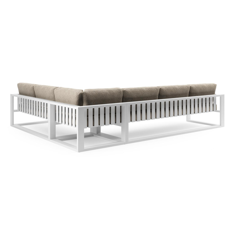 Verato loungehoek in wit aluminium met bora jungle all weather cosytica kussen