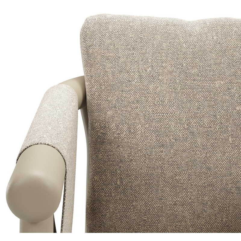 Chaise de jardin empilable Amico en aluminium beige et aluminium beige avec coussin en All Weather Sunbrella® Luxe Chartres Pewter