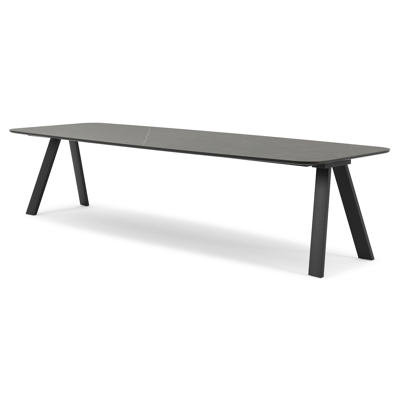 Table de jardin Cesano en aluminium noir et céramique pleine calatorao - Lg 315 x Larg. 115 x H 75 cm