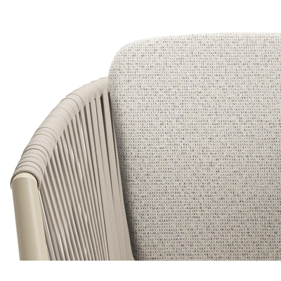 Chaise de jardin Orso en aluminium beige et corde plate tissée verticalement beige avec coussin en All Weather Solica Firenze Natural