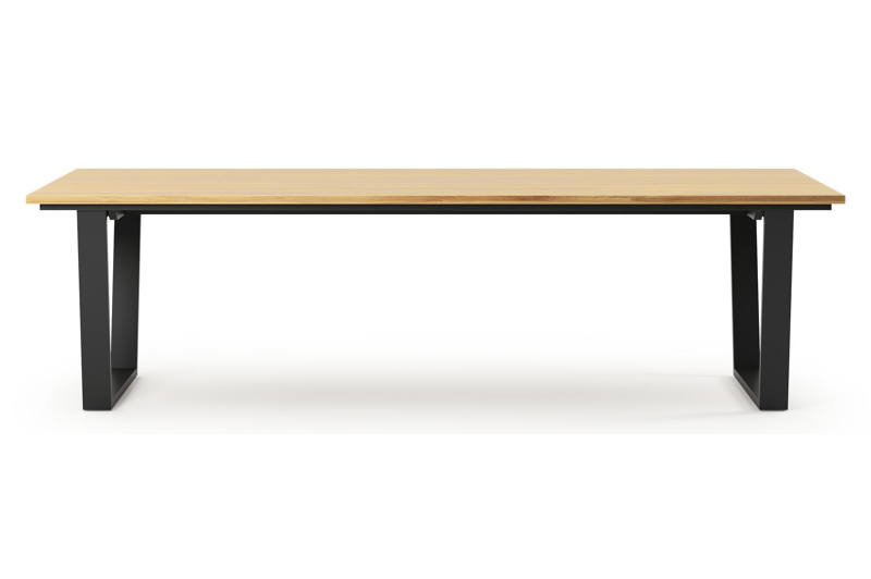 Pagino tuintafel rechthoekig in zwart aluminium en teak - L 280 x B 110 x H 73,5 cm