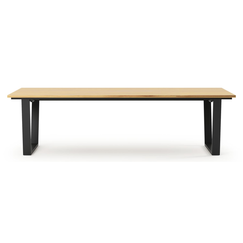 Pagino tuintafel rechthoekig in zwart aluminium en teak - L 280 x B 110 x H 73,5 cm