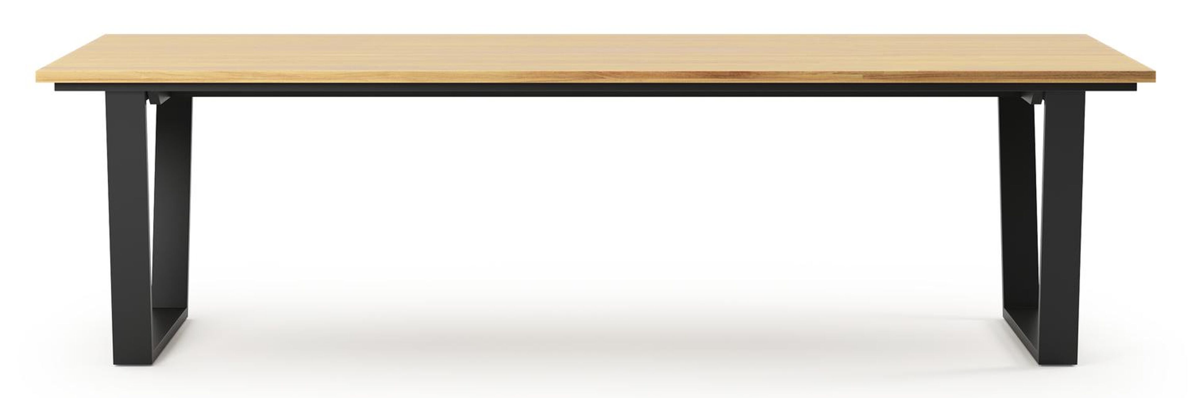 Table de jardin Pagino rectangulaire en aluminium noir et teck - Lg, 280 x Lrg, 110 x Haut, 73,5 cm