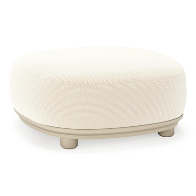 Vadelo poef in beige aluminium met althea off white all weather cosytica kussen