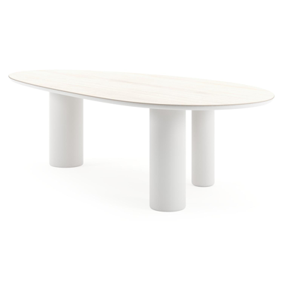 Amico tuintafel mango in wit aluminium en volkeramiek Travertino Bianco - L 260 x B 130 x H 73.5 cm