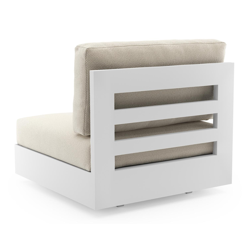 Como loungestoel in wit aluminium met althea off white all weather cosytica kussen