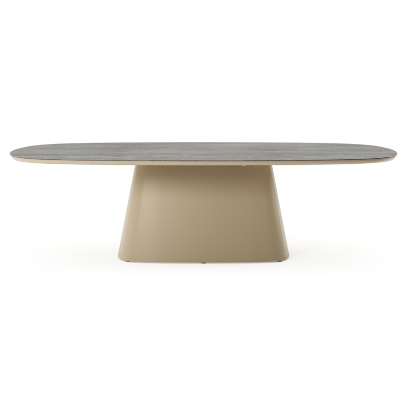 Amico tuintafel bombo xl in beige aluminium en volkeramiek Aspen Grey - L 270 x B 148 x H 73.5 cm