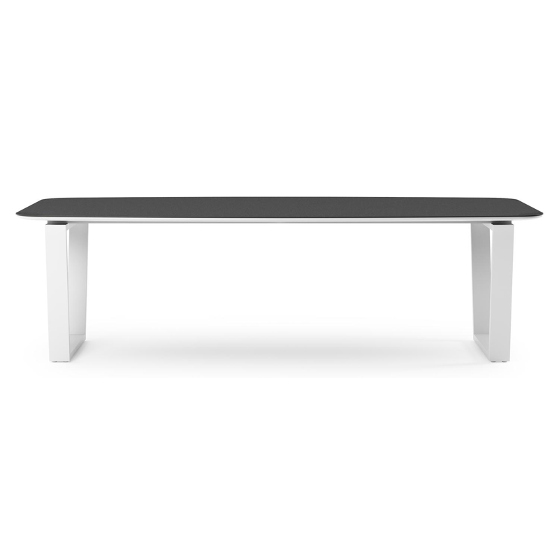 Pagino tuintafel bootvorm in wit aluminium en volkeramiek Nero Black - L 255 x B 115 x H 73 cm