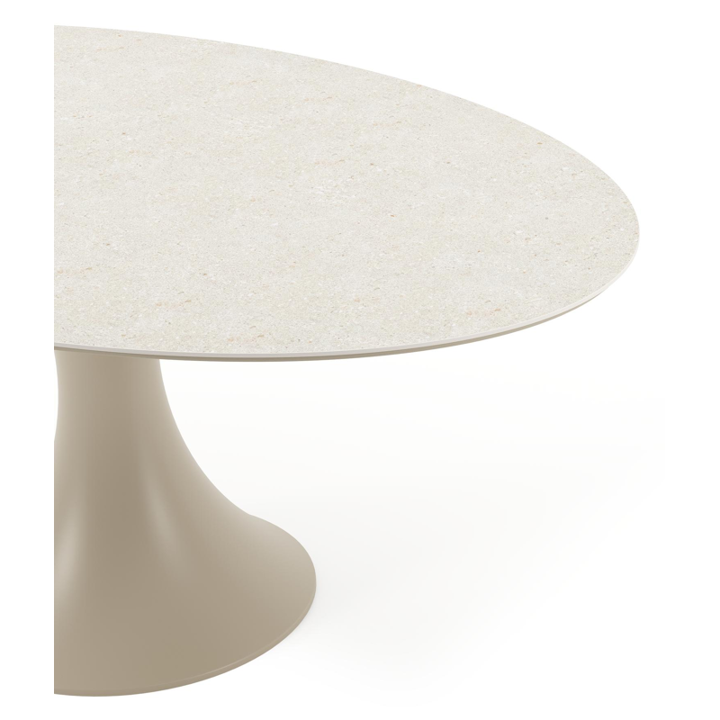 Fano tuintafel ovaal in beige aluminium en volkeramiek Shilin L 180 x B 110 x H 75 cm x H 75 cm