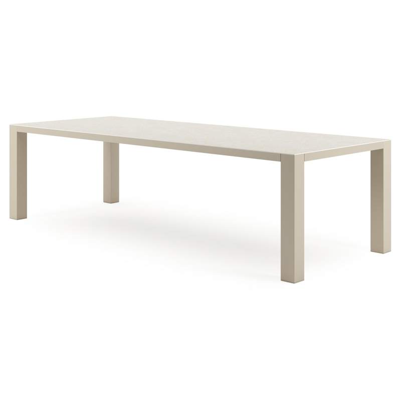 Table de jardin Nano rectangulaire en aluminium beige et céramique Shilin Lg. 280 x Lrg. 110 x Haut. 75 cm