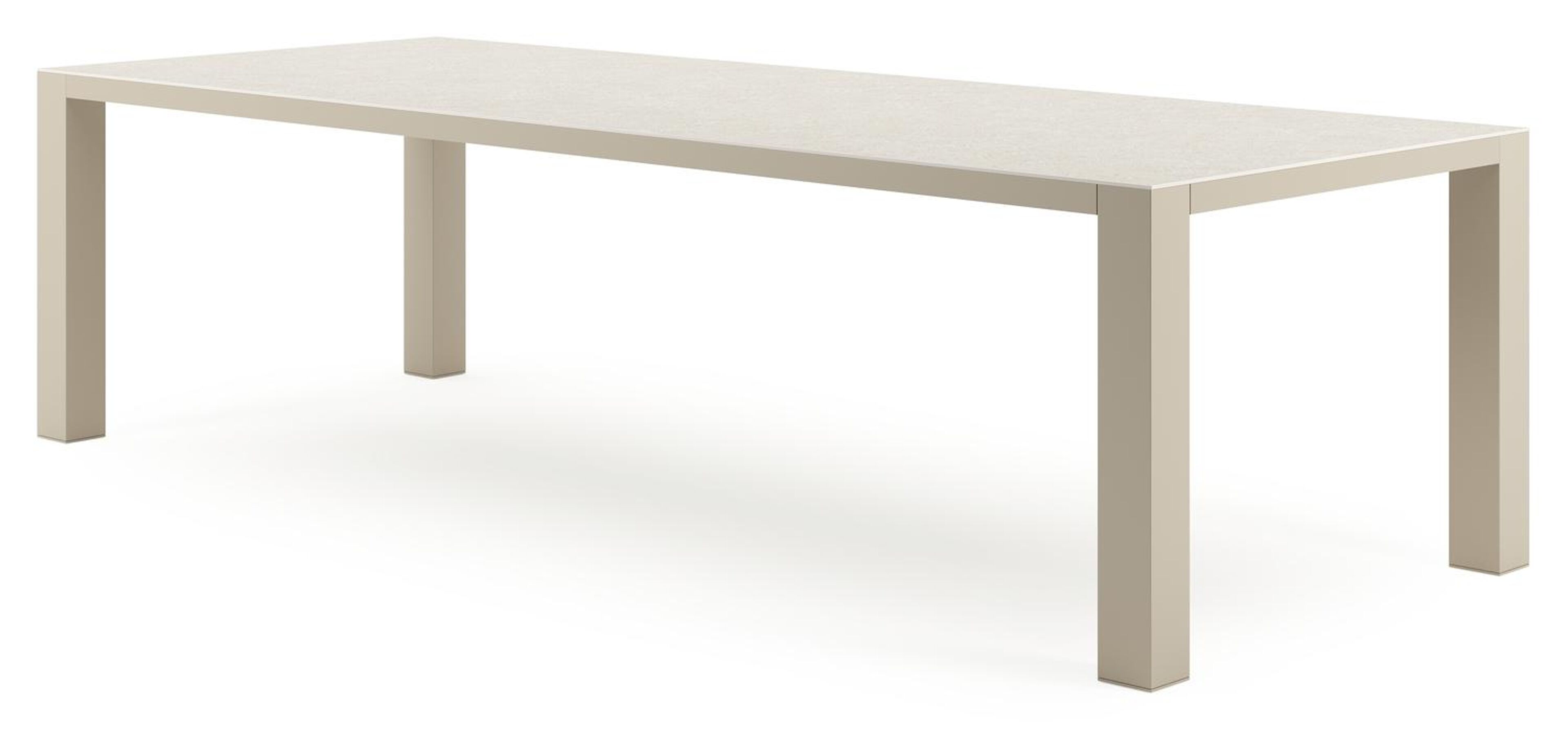 Nano tuintafel rechthoekig in beige aluminium en volkeramiek Shilin L 280 x B 110 x H 75 cm
