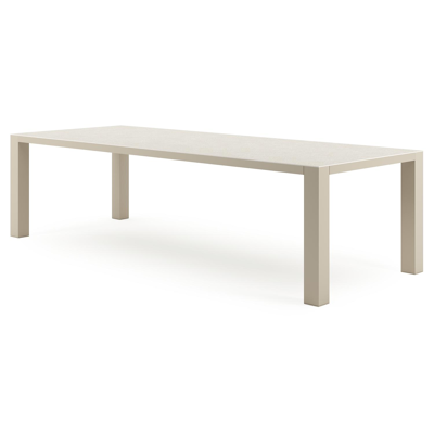 Nano tuintafel rechthoekig in beige aluminium en volkeramiek Shilin L 280 x B 110 x H 75 cm