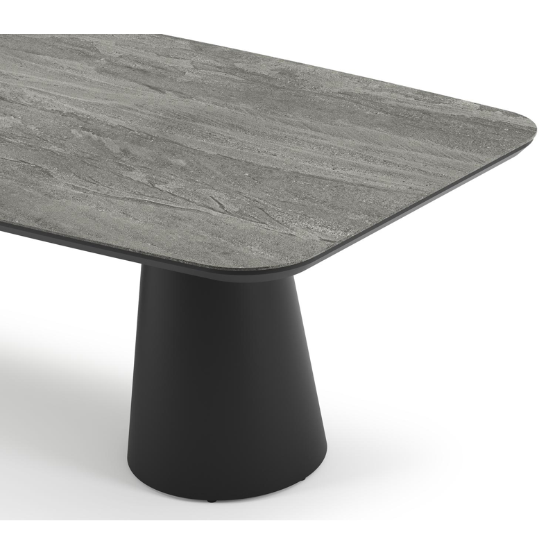 Donato tuintafel in zwart aluminium en volkeramiek aspen grey - L 255 x B 115 x H 74 cm