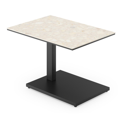 Cirello pop-up bijzettafel in zwart aluminium en retrostone volkeramiek - L 70 x B 80 x H 66 cm