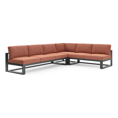 Verato loungehoek in zwart aluminium met heritage rust all weather sunbrella® luxe kussen