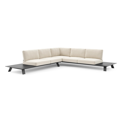 Salon de jardin d'angle Cesano en aluminium noir et coussin en all weather Cosytica althea off white