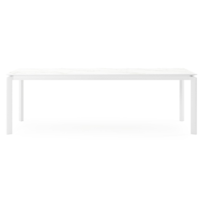 Table de jardin Cirello en aluminium blanc et céramique pleine calacatta - Lg 240 x Larg. 100 x H 75 cm