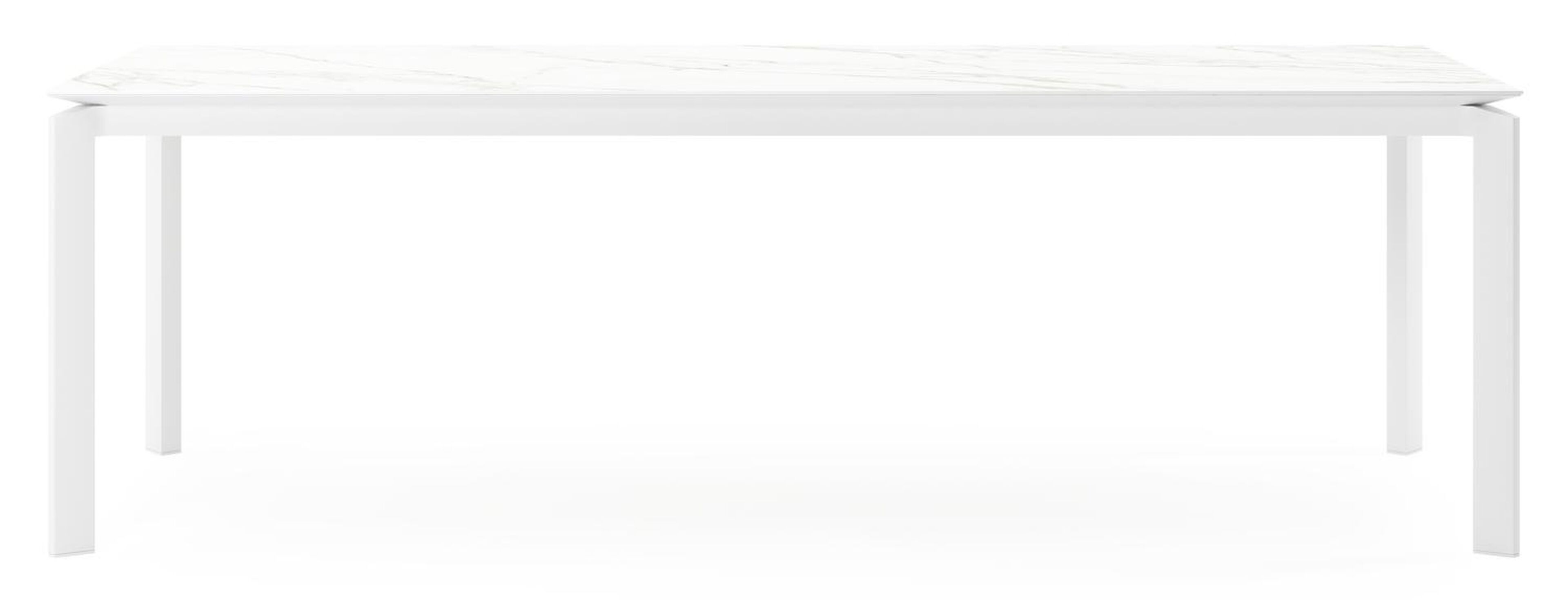 Cirello tuintafel rechthoekig in wit aluminium en volkeramiek calacatta - L 240 x B 100 x H 75 cm