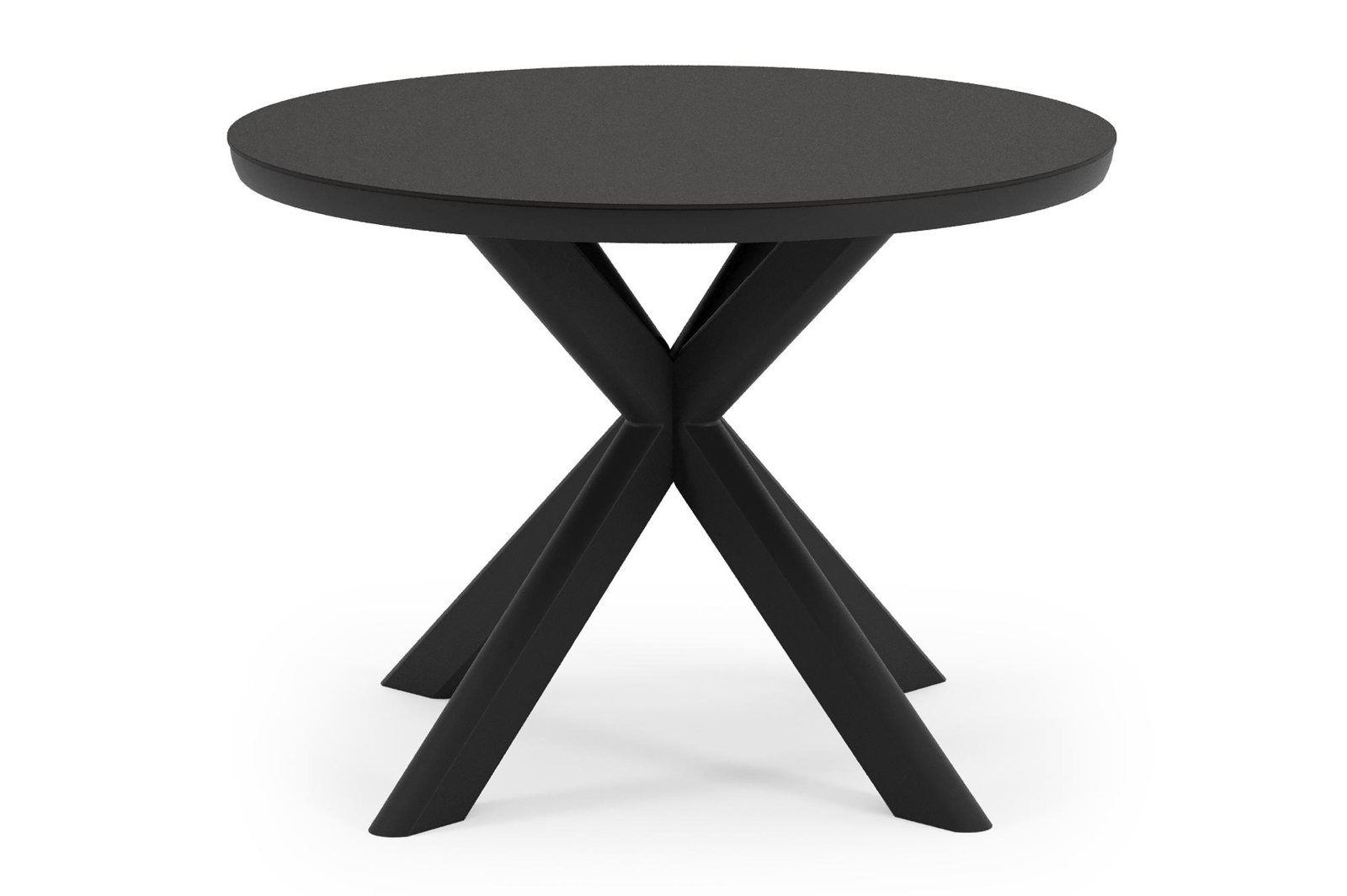Pamplona tuintafel rond in zwart aluminium en sintered stone Notte minerale - Dia. 105 x H 72 cm
