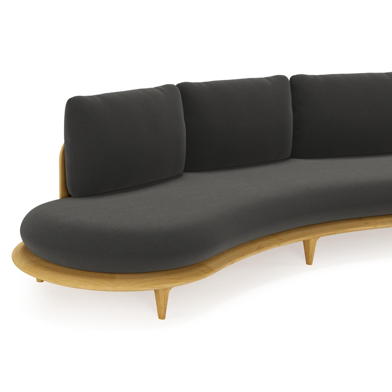 Bomero loungebank in teak met natte sooty all weather sunbrella® luxe kussen