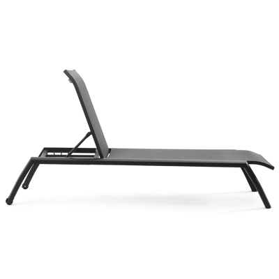 Bari verstelbaar ligbed in zwart aluminium met grijs textilene