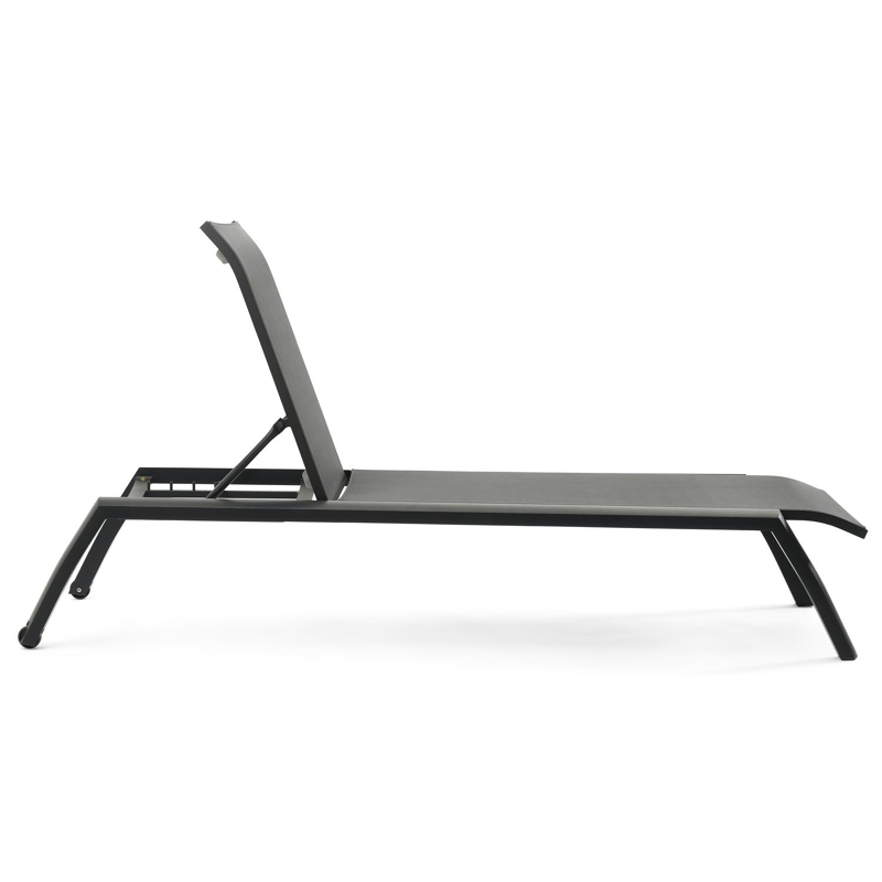 Bari verstelbaar ligbed in zwart aluminium met grijs textileen
